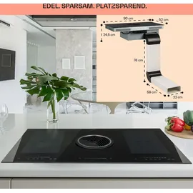 Klarstein 2-in-1 Induktionskochfeld mit Dunstabzug für Kücheninseln, Herd Stahlventilator 654m3/h Luftstrom, 4-Zonen Autarkes