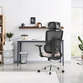 HJH Office Ergomy Pro Netzstoff Dunkelgrau/Beige