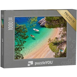 puzzleYOU Puzzle Puzzle 1000 Teile XXL „Strand in Brela mit Meer, Dalmatien, Kroatien“, 1000 Puzzleteile, puzzleYOU-Kollektionen Mittelmeer