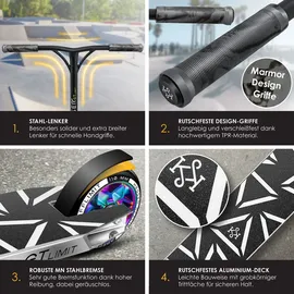 Kesser KESSER® Stunt Scooter GT-Limit 360° Lenkung Funscooter Stuntscooter mit Ständer ABEC 9 Kugellagern, 110 mm PU Räder Kickscooter Tretroller Cityroller Trick Roller für Kinder Erwachsene