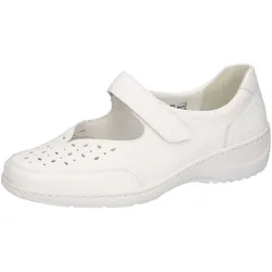 Riemchenballerina WALDLÄUFER "KYA", Damen, Gr. 6,5, weiß, Nappaleder, unifarben, klassisch, Schuhe, Halbschuh, Komfortschuh, Lochmuster, Komfortweite K (= extraweit)