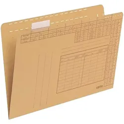 LEITZ Einstellmappe A4 quer, naturbraun, Organisationsdruck, überstehender Rückendeckel, Stanzung für Reiter, Karton: 250g