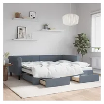 vidaXL Tagesbett Ausziehbar mit Schubladen Dunkelgrau 90x200 cm Samt