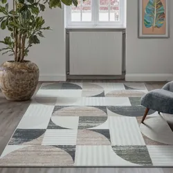 Kurzflorteppich TaraCarpet Empire Retromuster absolut Modern fürs Wohnzimmer Schlafzimmer blau 200x290 cm