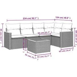 vidaXL Gartensofa-Set 6-tlg. grau