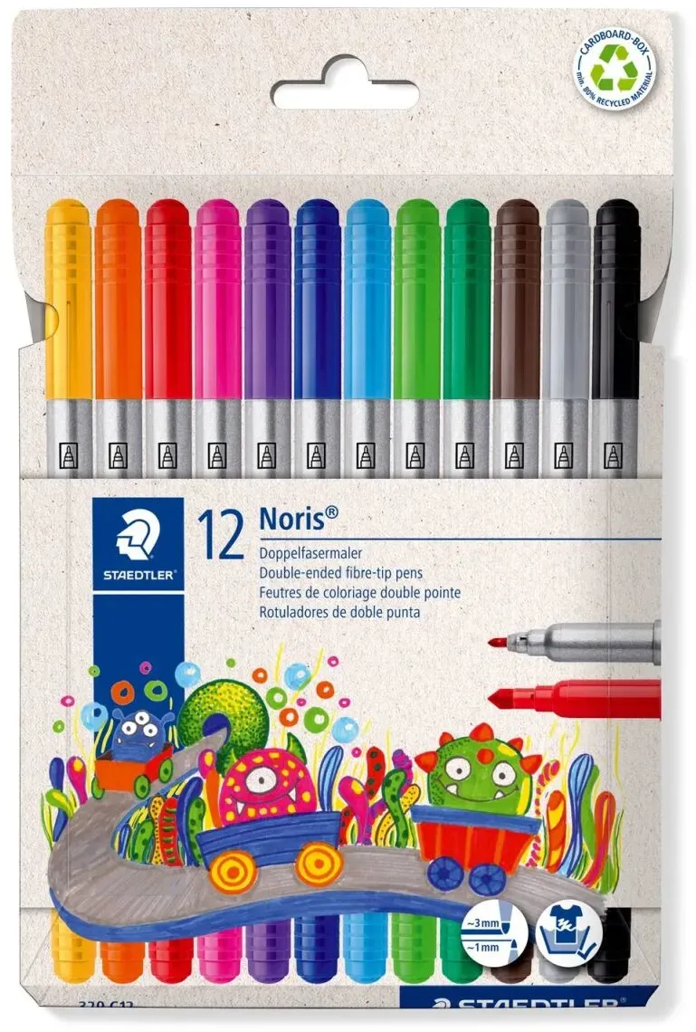 Staedtler 320 C12 Filzstift Fein / Mittel Schwarz, Blau, Braun, Grün, Grau, Hellblau, Hellgrau, Orange, Pink, Rot, Violett, Gelb