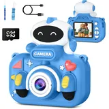 Kinderkamera, GREENKINDER Kinder Kamera 2,0-Zoll-Bildschirm 1080P Digitalkamera Kinder mit 32GB-Karte Selfie Fotoapparat Kinder für 3-12 Jahre Jungen und Mädchen Weihnachten Spielzeug