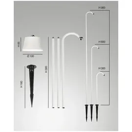 Fabas Luce LED Outdoor Akkuleuchte Set inkl. Erdspieß 3W 3000K dimmbar Metall 3742-72-102 weiß