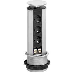 EVOline Port Data 3-fach versenkbare Steckdose 2x CAT6, silber