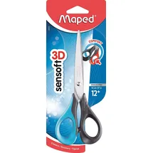 Maped Helit M069600 - Schere Sensoft 3D 16 cm mit ergonomisch, geformte Griff-Löchern erhältlich in schwarz/ hellblau, rot oder pink, keine Farbauswahl möglich