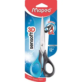 Maped Helit M069600 - Schere Sensoft 3D 16 cm mit ergonomisch, geformte Griff-Löchern erhältlich in schwarz/ hellblau, rot oder pink, keine Farbauswahl möglich