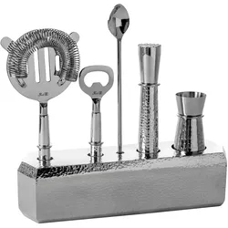 Fink Cocktail-Set »NASSAU, Barzubehör, silberfarben«, (Set, 6 tlg.), mit feiner Hammerschlagstruktur Fink silberfarben