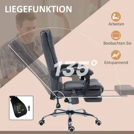 Vinsetto Massage-Bürostuhl Mikrofaser Dunkelgrau