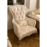 Casa Padrino Luxus Barock Sessel Rosa / Silber - Prunkvoller Wohnzimmer Sessel mit Glitzersteinen - Luxus Wohnzimmer Möbel im Barockstil - Barock Möbel - Barock Einrichtung - Edel & Prunkvoll