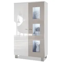 Vladon Vitrine, Sand, Holzwerkstoff, 71x129x35 cm, Wohnzimmer, Wohnwände, Vitrinenschränke