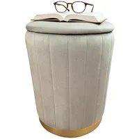 Relaxdays Hocker Samt 32 x 42 x 32 cm Gold/Grau