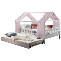TICAA TiCAA Kinderbett Hausbett mit Tüll Kim 90x200 cm,