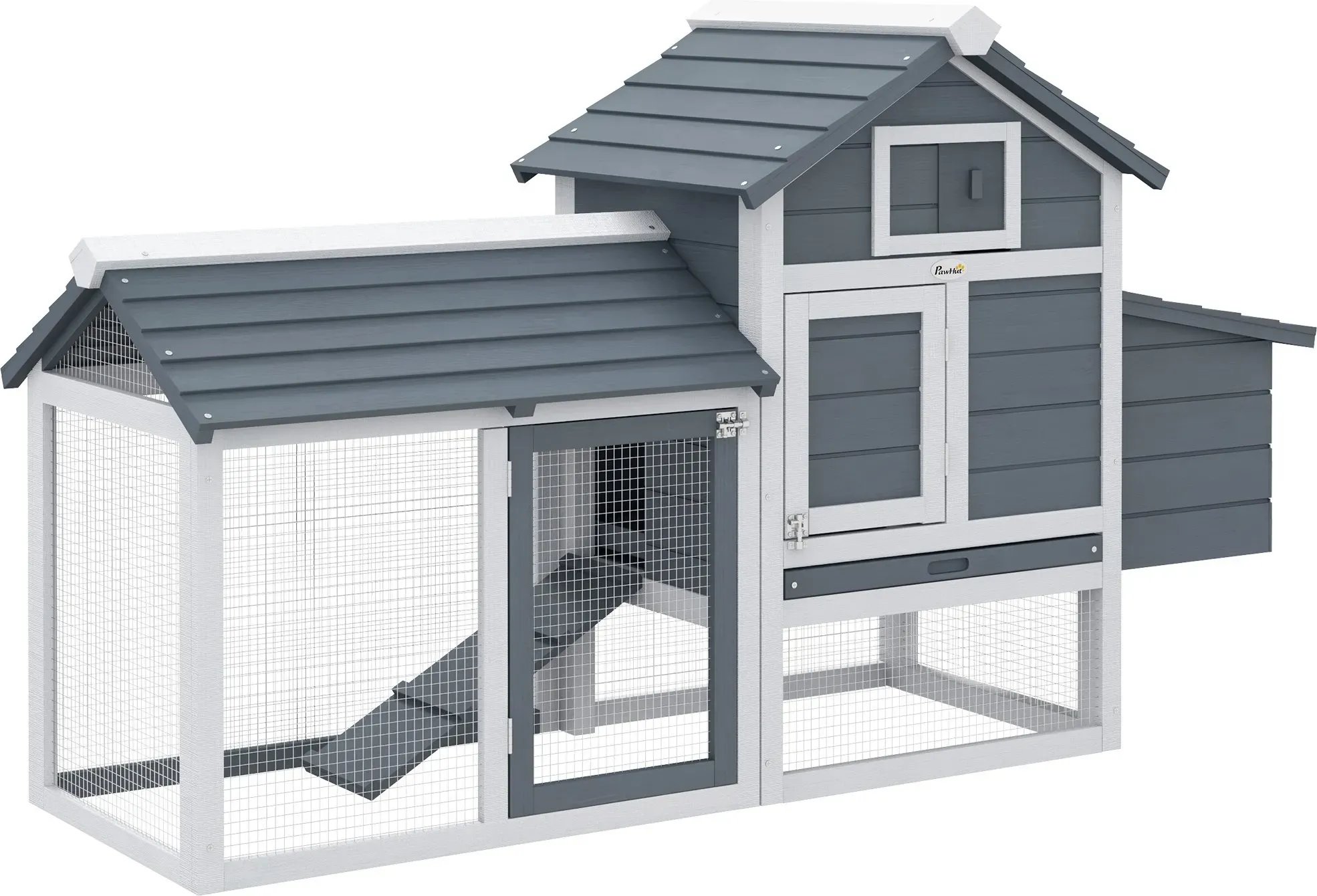 PawHut Kleiner Cottage-Hühnerstall auf Stelzen, Maße 151,5L x 54l x 87H cm, umfangreich ausgestattet, aus massivem Fichtenholz   Aosom