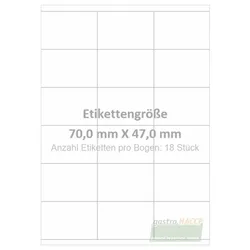 Wasser auflösbare Etiketten 70,0 x 47,0 mm(Anzahl Bögen /VPE: 50)