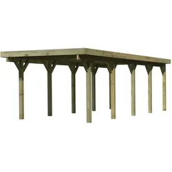 Karibu Carport Einzelcarport Classic Einzel 3 PVC Dach ohne Rundbögen (Holzcarport)