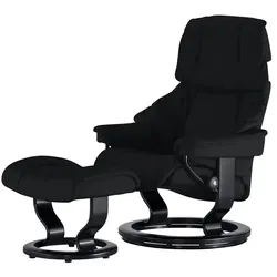 Stressless Relaxsessel mit Hocker  Reno M , schwarz , Maße (cm): B: 79 H: 108 T: 75