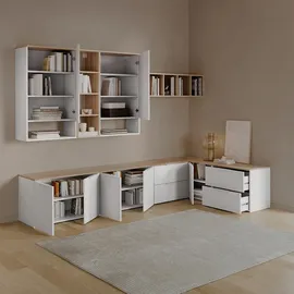 livinity® Wohnwand, Piave Weiß/Sonoma 5 Teile