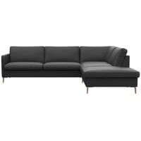 FLEXLUX Ecksofa »Fiore, super Sitzkomfort durch Kaltschaum im Sitz, L-Form«, schmale Armlehnen, Füße Alu+ Eiche schwarz