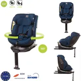 4BABY ISOFIX Kindersitz Enzo-Fix 0-36kg I-Size, mit 360 grad drehbarem, R129, Stützfuß, Blau - Blau