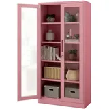 Jan Nowak Vitrinenschrank abschließbar AMELIA Glastüren, 185 x 90 x 40 cm, Wohnzimmer, Wohnwände, Vitrinenschränke