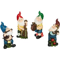 Relaxdays Gartenzwerge 4er Set, Musiker, wetterfest, Miniatur Figuren, frostsicher,