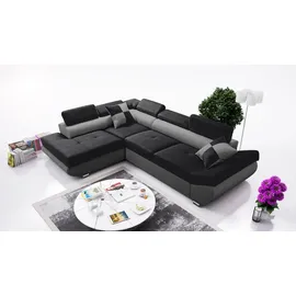Sonstige Verlage Eckcouch Kunstleder 2-Sitzer Schwarz/Grau