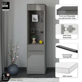 Set One by Musterring Standvitrine Reno 48 x 42 x 185 cm Grau