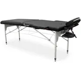 quirumed Klappbare Massageliege aus Aluminium Easy, 186 x 66 cm, Farbe Schwarz, Kunstleder, leicht, tragbar, Abnehmbarer Kopf, Gesichtsloch, abnehmbare Arme, höhenverstellbar, bis 140 kg
