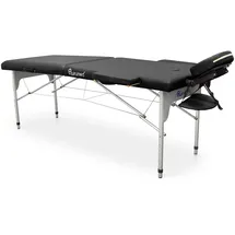 quirumed Klappbare Massageliege aus Aluminium Easy, 186 x 66 cm, Farbe Schwarz, Kunstleder, leicht, tragbar, Abnehmbarer Kopf, Gesichtsloch, abnehmbare Arme, höhenverstellbar, bis 140 kg