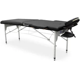 quirumed Klappbare Massageliege aus Aluminium Easy, 186 x 66 cm, Farbe Schwarz, Kunstleder, leicht, tragbar, Abnehmbarer Kopf, Gesichtsloch, abnehmbare Arme, höhenverstellbar, bis 140 kg