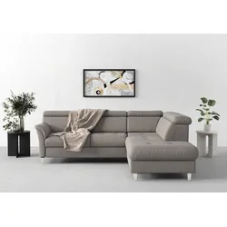 Ecksofa SIT & MORE "Marano L-Form", grau, B:252cm T:216cm, 100% Polyester, Sofas, inklusive Kopfteilverstellung, wahlweise mit Bettfunktion, Bettkasten