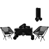 CCLIFE Bollerwagen Faltbar Kinder mit Tischplatte und Stühlen bis 80kg Handwagen Klappbar - Countryrider Schwarz, CushHom