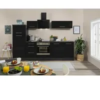 Respekta Premium Küchenzeile RP280ESCBO  (Breite: 280 cm, Schwarz, Mit Elektrogeräten)