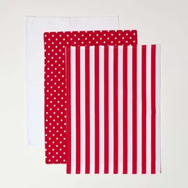 Homescapes Geschirrtücher Polka Dots 3er-Set, 100% Baumwolle