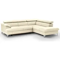 Ecksofa - creme - Leder - Basismodell - Recamiere rechts