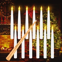 Coovee Flammlose LED Kerzen mit Zauberstab Fernbedienung, 6.6" Kerzen, Batteriebetriebene Fensterkerzen, Warmes Licht Flackernde Elektrische LED Kegelkerzen für Weihnachten Halloween Dekorationen