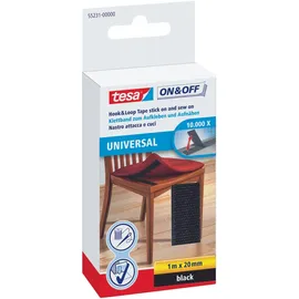 Tesa Klettband ON & OFF® UNIVERSAL schwarz, 1 Rolle