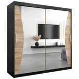 abiks möbel Schwebetürenschrank MONACO 200 x 200 x 62 cm Schwarz