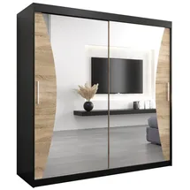 abiks möbel Schwebetürenschrank MONACO 200 x 200 x 62 cm Schwarz