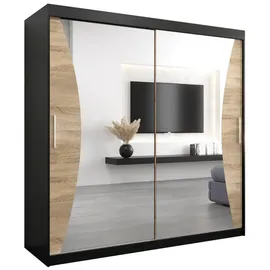 abiks möbel Schwebetürenschrank MONACO 200 x 200 x 62 cm Schwarz
