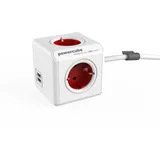 Allocacoc Steckdosenleiste 1,5 m Rot/Weiß 4 St.