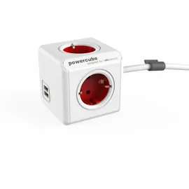 Allocacoc Steckdosenleiste 1,5 m Rot/Weiß 4 St.