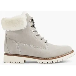 Leder Schnürboots - Damen - grau
