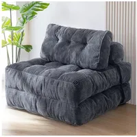 LuxusKollektion Schlafsofa Schlafsofa Schlafsessel Matratze Rückenstütze Bodensofa Grau Einzel