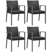 VidaXL Gartenstühle mit Kissen 4 Stk. Schwarz 56,5x57x83cm Poly